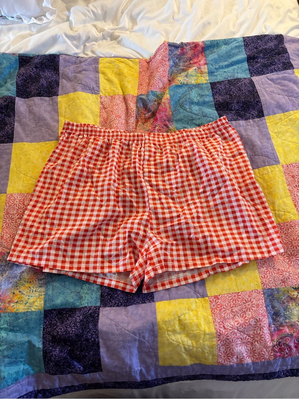 Grayson Threads Pink and White Gingham Lounge Shorts